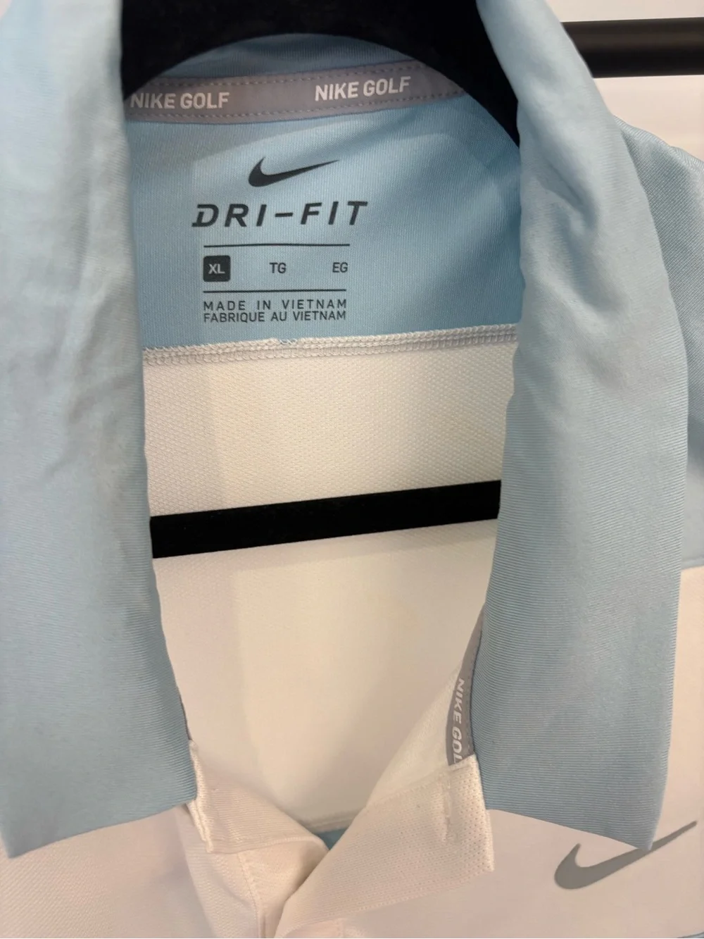 Nike Men's Two-Tone Light Blue and White Dri-FIT Polo - Picture 2 of 4